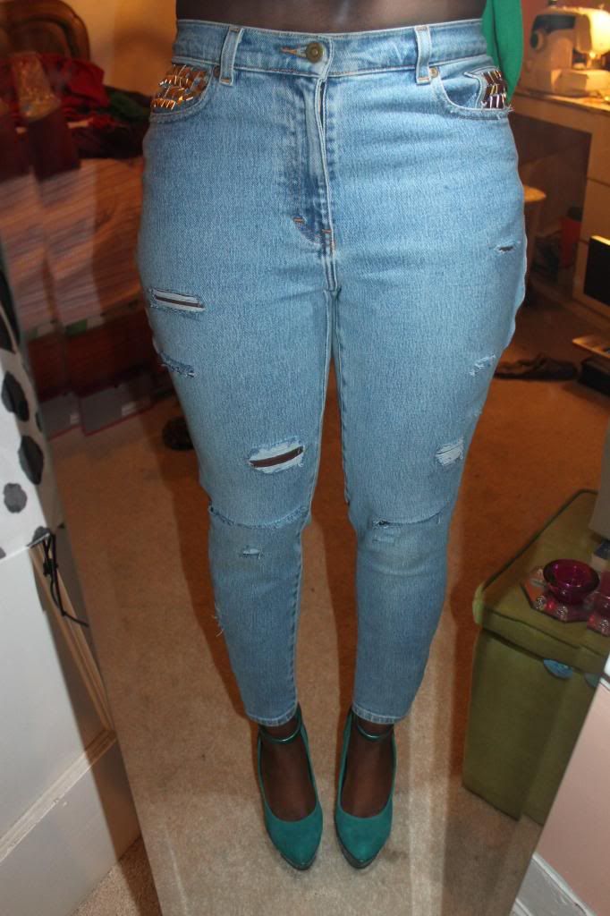 Revamped and Distressed Thrift Store Jeans