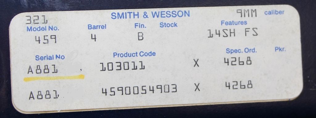 Para Ordnance Serial Number Year Smith