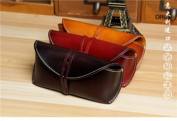 Handmade Mens Womens Real Leather Eye Glasses Case Fashion Sunglasses