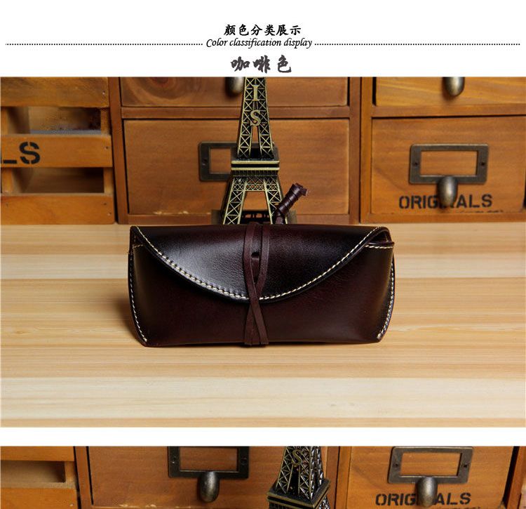 Handmade Mens Womens Real Leather Eye Glasses Case Fashion Sunglasses