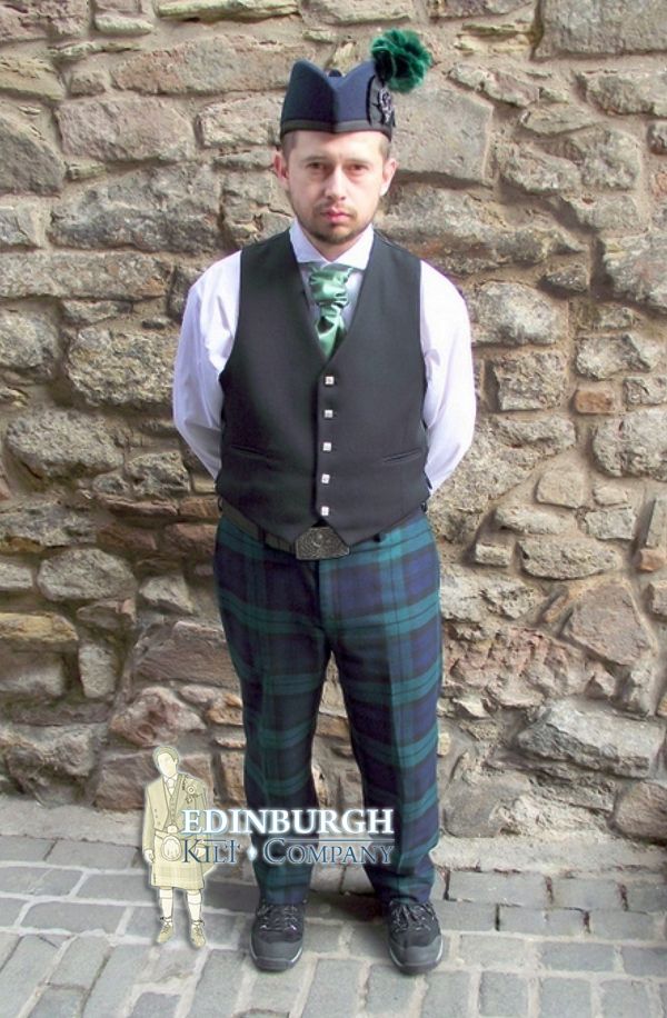 MEN'S PURE WOOL TARTAN TROUSERS SCOTTISH BLACK WATCH TARTAN RANGE