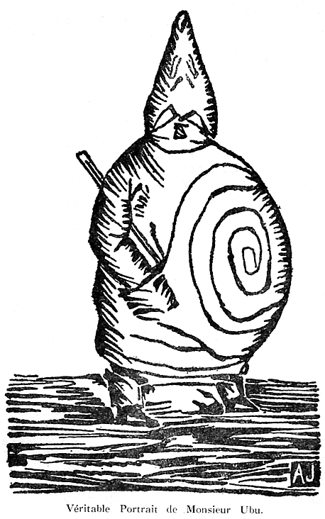 alfred jarry, ubu roi, woodcut, pere ubu, drawing