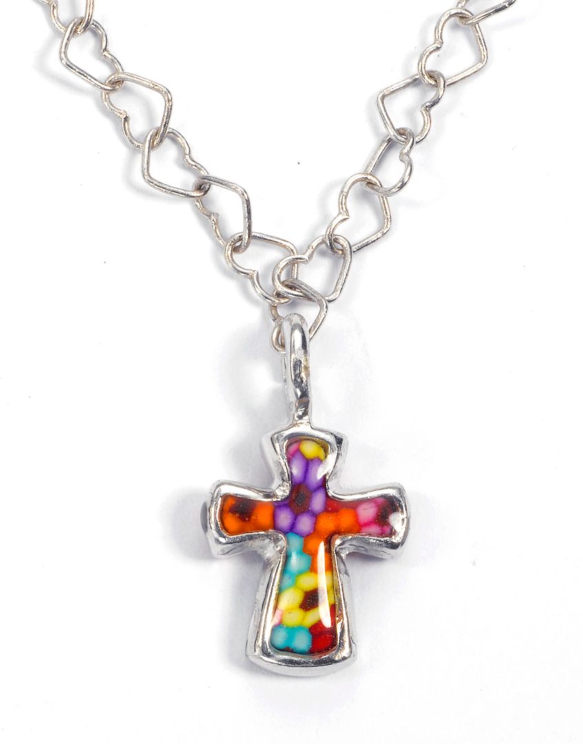 Cross Charm Necklace Christian Pendant Made of Polymer Clay - Religious ...