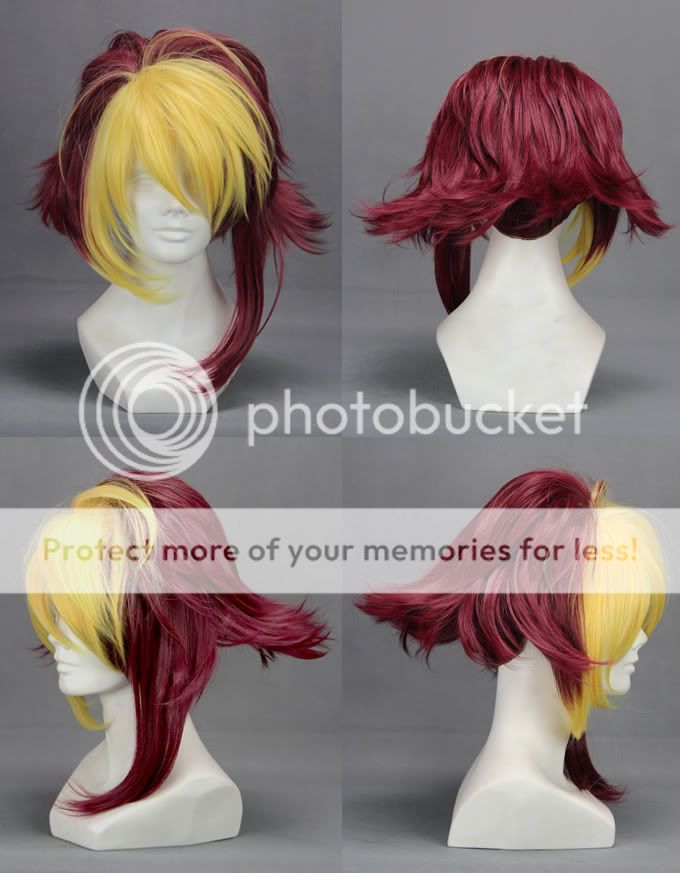 14‘’ 35cm Yu Gi Oh Zexal IV Red and Yellow Mixed Anime Cosplay Wig